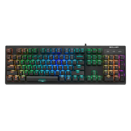 TECLADO GAMING RGB SHARKOON SKILLER SGK30 MECÁNICO ALÁMBRICO USB INGLÉS SWITCH AZUL 4044951030033 NEGRO