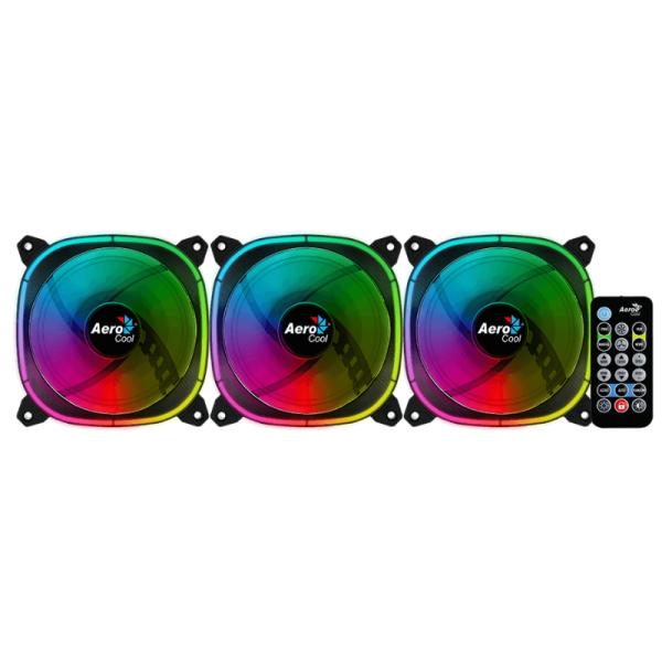 ABANICO RGB AEROCOOL ASTRO 12 PRO 3X12CM CON CONCENTRADOR DE CONTROL H66F CONTROL REMOTO ACF3-AT10217.02