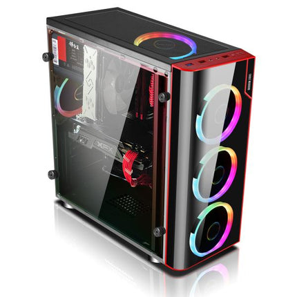 CASE GAMING RGB  EAGLE WARRIOR CG06Z3RA001C MID TOWER VENTILADORES 3 DE 120MM CON VIDRIO LATERAL Y PANEL ACRÍLICO FRONTAL