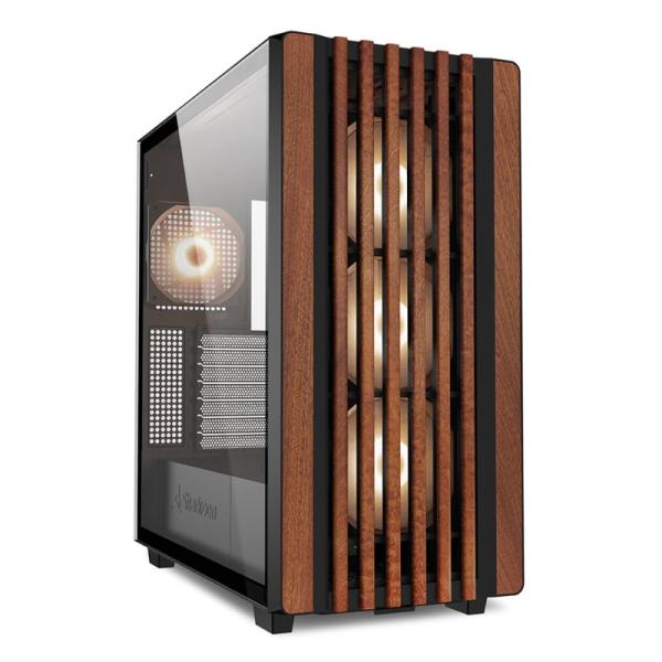 CASE GAMING RGB SHARKOON REBEL C70G MID TOWER VENTILADORES 4 DE 120MM CON VIDRIO FRONTAL Y LATERAL Y MALLA CON ACABADO EN MADERA 4044951040193