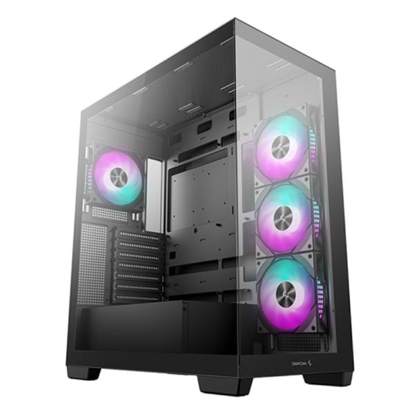 CASE  DEEPCOOL CG580 AF TORRE MEDIA PLASTICO Y ACERO 3 ABANICOS LATERALES Y 1 ABANICO TRASERO R-CG580-BKADA4-G-1