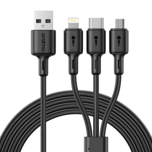 CABLE 3 EN 1 USB-A A MICRO-USB USB-C Y LIGHTNING ORAIMO DURA LINE 3 3A 1.2M OCD-X93