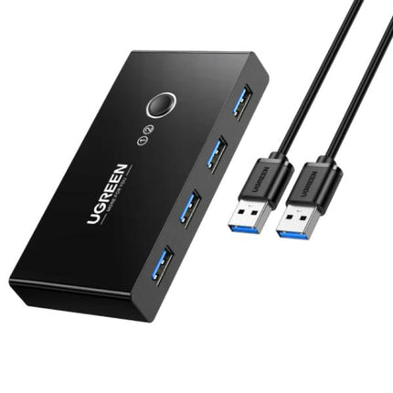 HUB KVM UGREEN US216 2 ENTRADAS Y 4 SALIDAS USB-A 6 PUERTOS 480MBPS INCLUYE DOS CABLES USB-A 3.0 30768