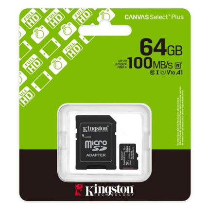 MEMORIA MICRO SD 64GB KINGSTON CLASE 10 UHS-I U1 100 MB/S PARA DISPOSITIVOS Y CAMARAS ANDROID SDCS3/64GB