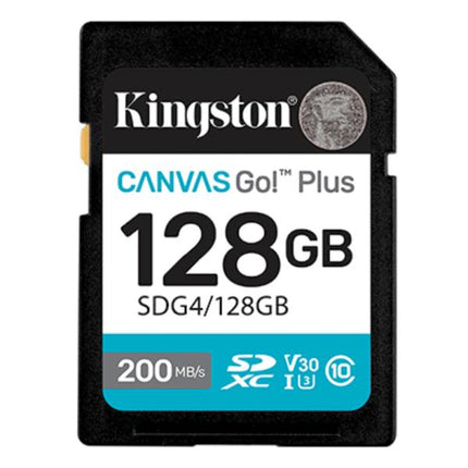 MEMORIA MICRO SDXC KINGSTON SDG4/128GB CANVAS GO PLUS GEN 4 200 MB/S PARA CAMARAS
