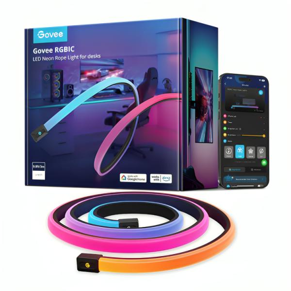 LUCES LED NEON GOVEE H6110 RGB 16.4FT X 2 ROLLOS  PARA ESCRITORIO H61C31D1