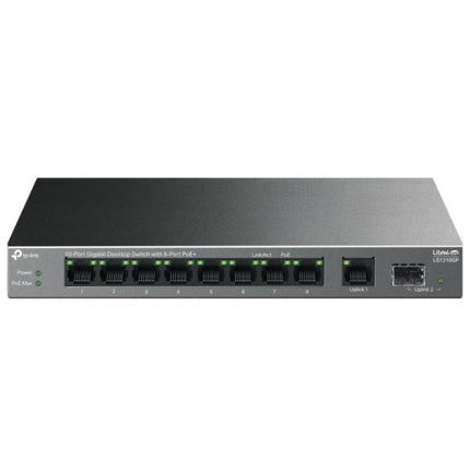 SWITCH TP LINK LS1210GP 8 POE+ + 1 RJ45 + 1 SFP GIGABIT 10/100/1000 MBPS NO ADMINISTRABLE
