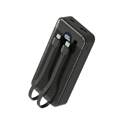POWER BANK NOVA PB-911 20000MAH PD 22.5W/2 USB-A/USB-C/CABLES USB-C Y LIGHTNING NEGRO