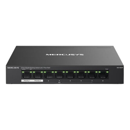 SWITCH MERCUSYS MS108GP(UN) 8 PUERTOS RJ45 GIGABIT 7 CON POE+ 10/100/1000 MBPS NO ADMINISTRABLE