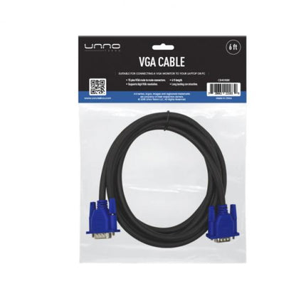 CABLE UNNO TEKNO VGA 1.8M/6FT BLACK CB4016BK